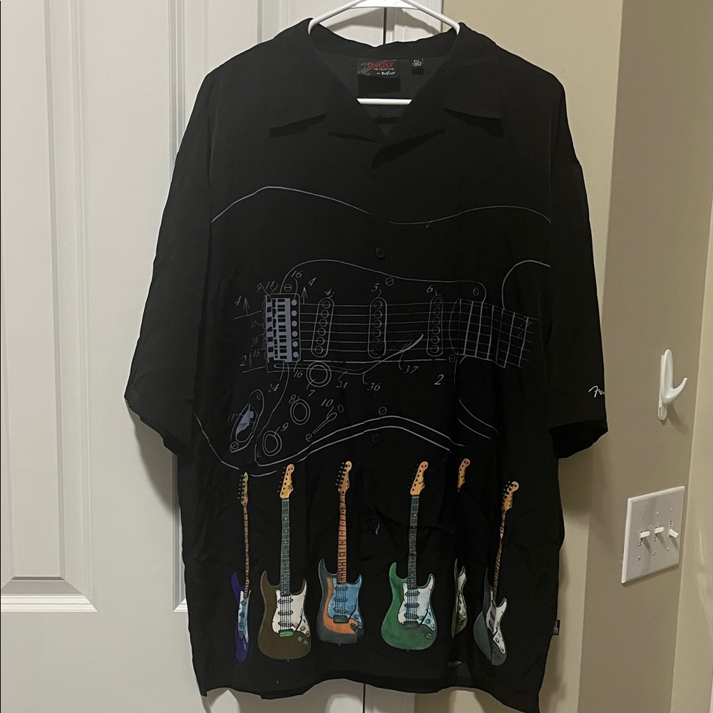 Fender Black Shirt with Colorful Guitar Design